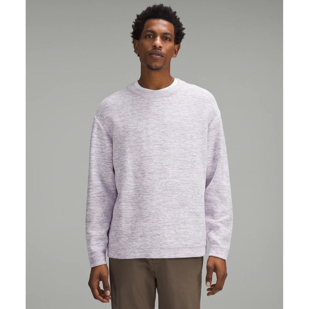 Lululemon Relaxed-Fit Crewneck Knit Sweater Mens XL Lavender Athleisure Preppy